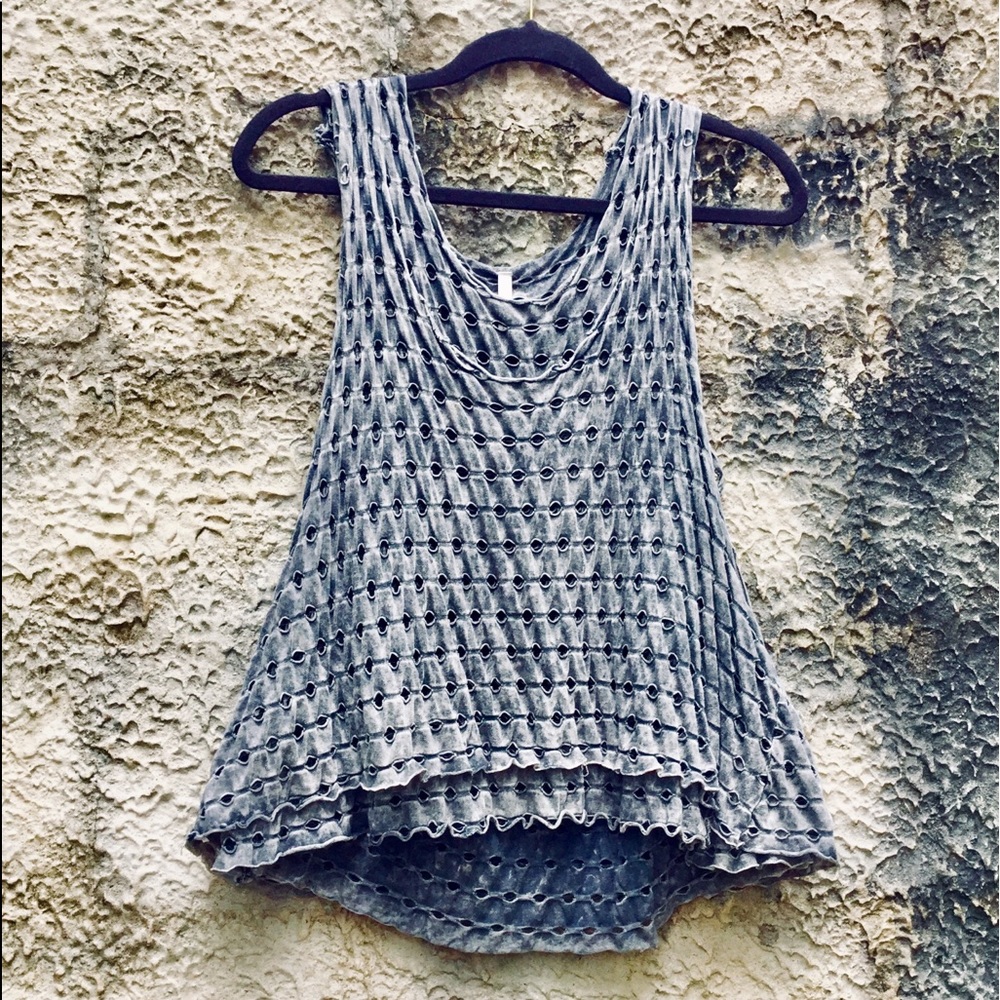 Tank Top Mona B Double Layer Gray Flowy - Picture 2 of 8